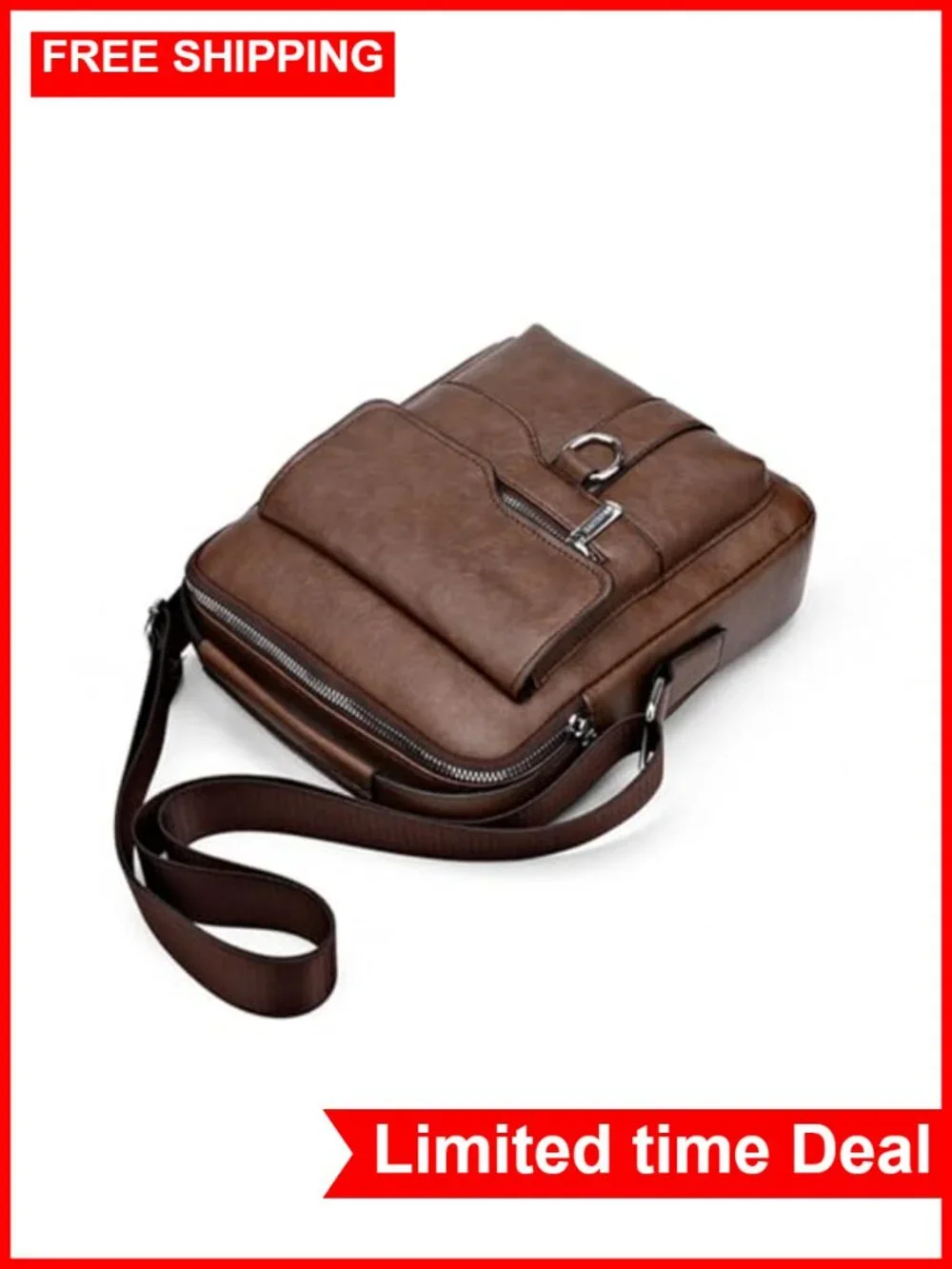 Men's PU Leather Messenger Bag Crossbody Shoulder Bag Business Travel Satchel